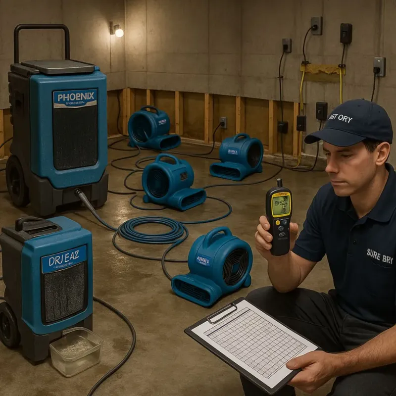 Structural Drying and Dehumidification process in McMechen, WV